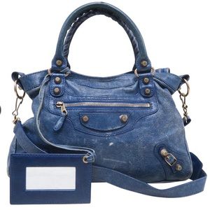 Balenciaga Motocross Giant 12 Town Blue Satchel Bag